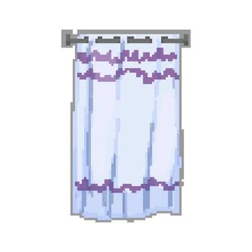 Interior shower bathroom curtain pixel art vector illustration Stock Illustration