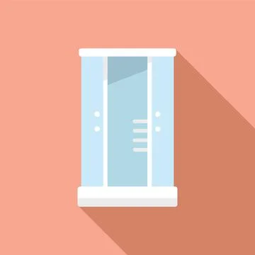 Interior shower cabin icon flat vector. Door glass Stock Illustration