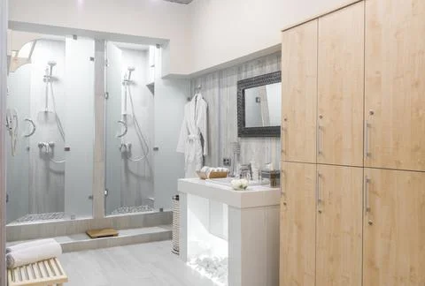 Interior of the shower room Stock Photos
