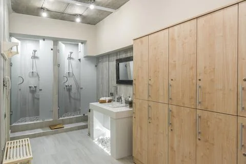 Interior of the shower room Stock Photos