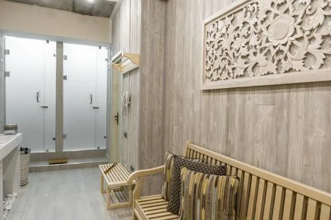 Interior of the shower room Foto stock