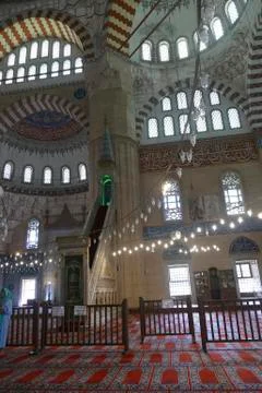Interior of of Sinan's Selimiye Mosque Stock Photos