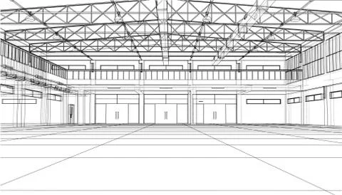 Interior sketch. 3d illustration Illustrazione stock