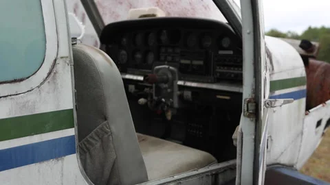 Interior Of Small Abandoned Plane Stock-Footage 147005424