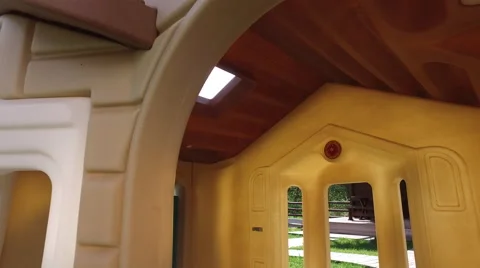 Interior of a small children’s playhouse, kitchen miniature Stock Footage 68395350