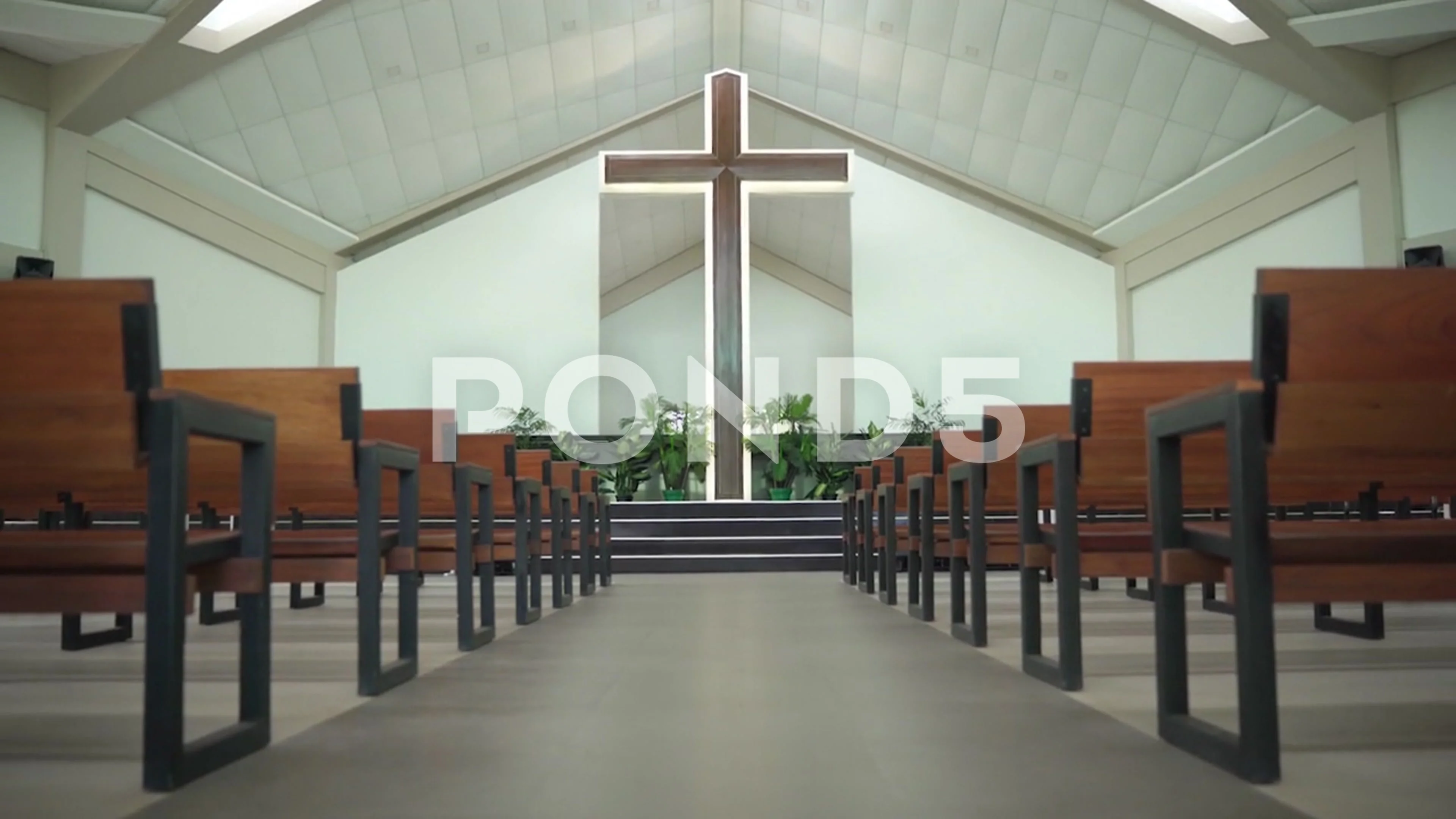 Interior Of A Small Church With Wooden Stock Video Pond5