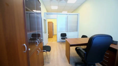 Interior of small empty room with office furniture Video stock 33295569