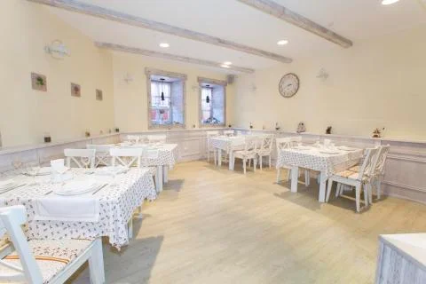 Interior of a small restaurant Stock Photos
