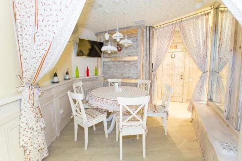 Interior of a small restaurant Stock Photos