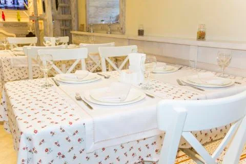 Interior of a small restaurant Stock Photos