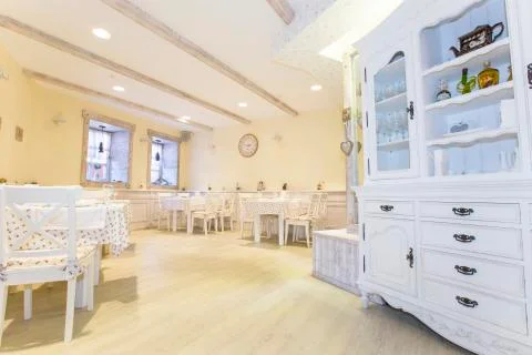 Interior of a small restaurant Stock Photos