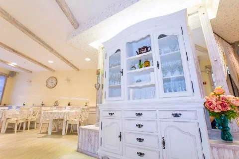 Interior of a small restaurant Stock Photos