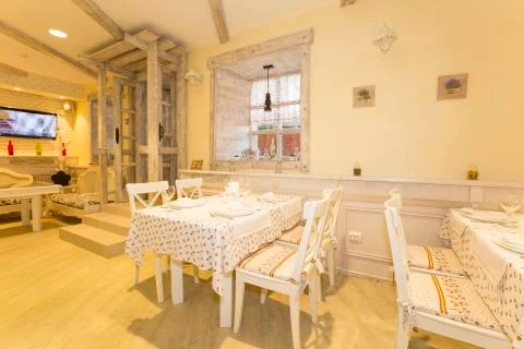 Interior of a small restaurant Stock Photos