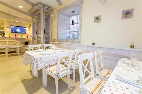 Interior of a small restaurant Stock Photos