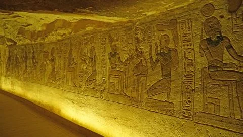 Interior of the Small Temple at Abu Simbel (The Temple of Hathor and Nefertari) Stock Photos