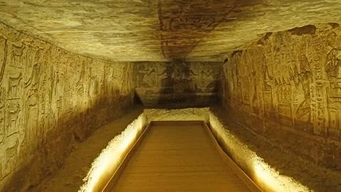 Interior of the Small Temple at Abu Simbel (The Temple of Hathor and Nefertari) Stock Photos