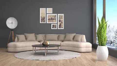 Interior with sofa. 3d illustration Stock Footage 70688414