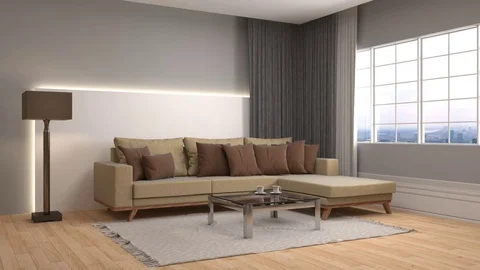 Interior with sofa. 3d illustration Stock Footage 73471438