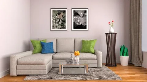 Interior with sofa. 3d illustration Stock Illustration