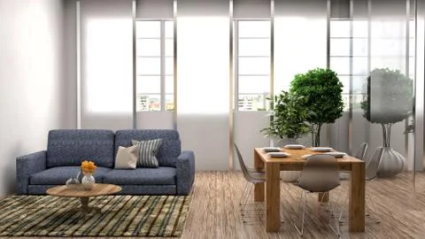 Interior with sofa. 3d illustration Stock Illustration