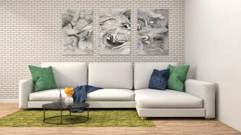 Interior with sofa. 3d illustration Stock Illustration