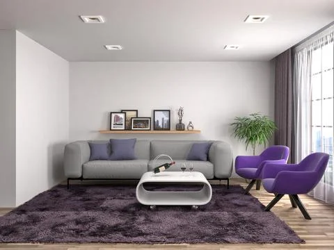 Interior with sofa. 3d illustration Ilustración de archivo