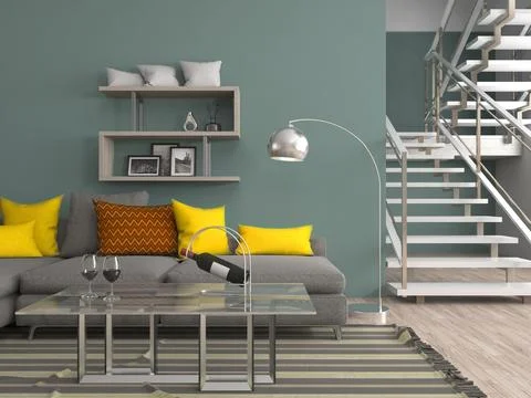 Interior with sofa. 3d illustration Foto stock