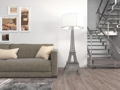 Interior with sofa. 3d illustration Stock Photos