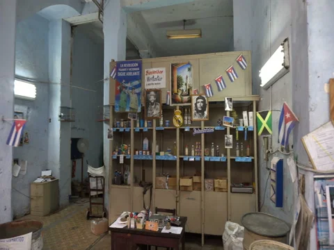 Interior of soviet local grocery store on the street in Havana Stock Footage 71037189