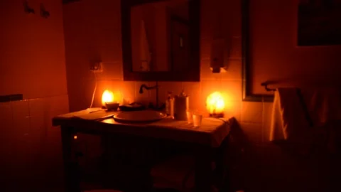 Interior of Spa room with candles low level lighting 스톡 동영상 100093016
