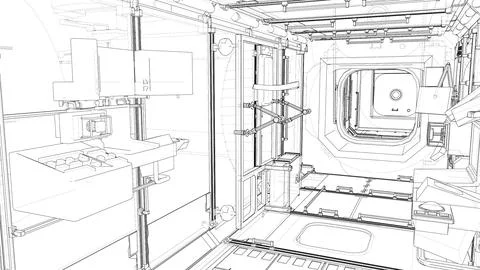 Interior of the space station. Vector Stock Illustration