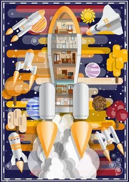 The interior of the spacecraft. Stock Illustration