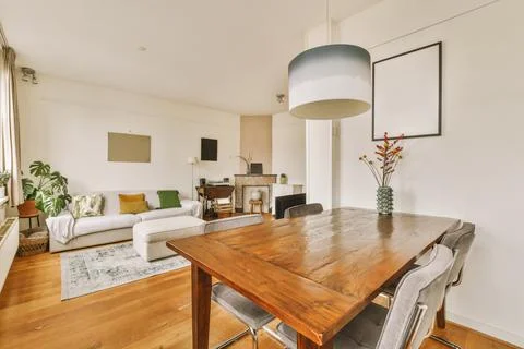 The interior of a spacious studio apartment Stock Photos