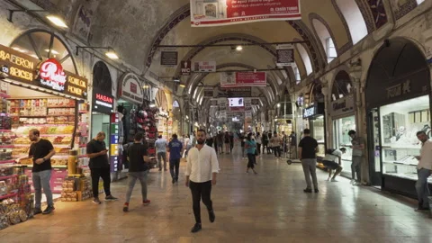 Interior of the Spice Bazaar (Egyptian Bazaar), Istanbul, Turkey Stock Footage 173341375