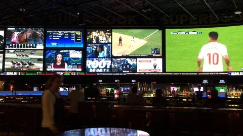 Interior of sports book gambling. Supreme Court made decision striking down Stock Footage