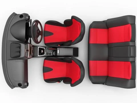 Interior of a sports car. Interior elements on a white background. Stock Illustration