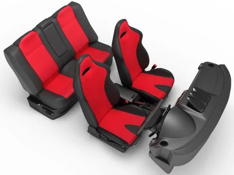 Interior of a sports car. Interior elements on a white background. Stock Illustration
