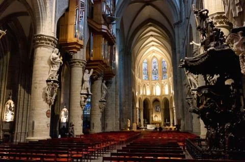 Interior of St. Michael and St. Gudula Cathedral Foto stock