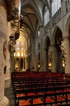 Interior of St. Michael and St. Gudula Cathedral Stock Photos