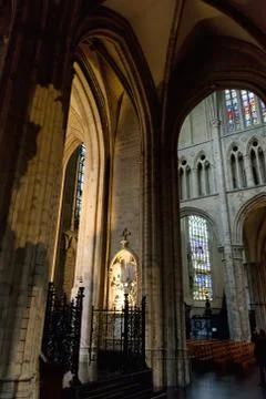 Interior of St. Michael and St. Gudula Cathedral Stock Photos