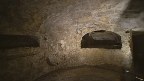 Interior of the St Paul’s Catacombs, Ir-Rabat, Malta, Europe. Stock Footage 108520792