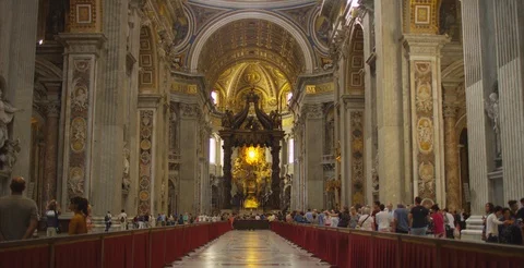 Interior of St. Peters Basilica Stock Footage 86652049