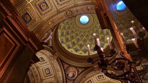 Interior of a St. Stephen's Basilica, Roman Catholic basilica Stock Footage 290047455