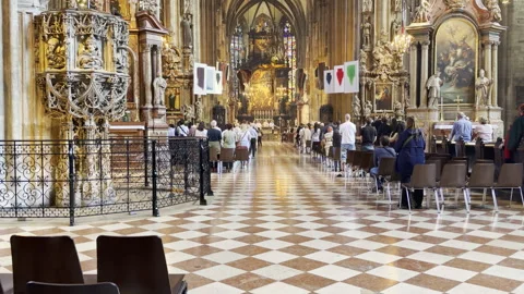 Interior of St. Stephens Cathedral in Vienna Stock Footage 335477699