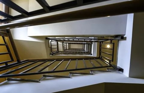 Interior staircase perspective, construction and architecture, detail Stock Photos