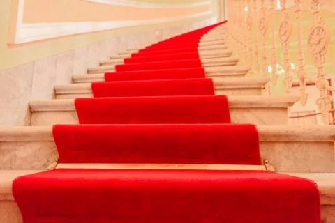 Interior stairs with red carpet Stock Photos