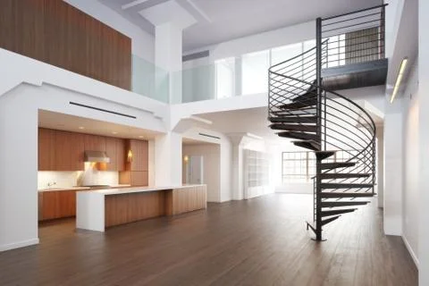 Interior with stairwell Stock Illustration