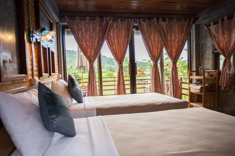 Interior standard room with bed Stock Photos