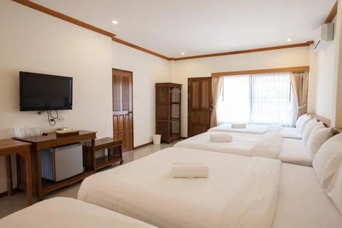 Interior standard room with bed Stock Photos