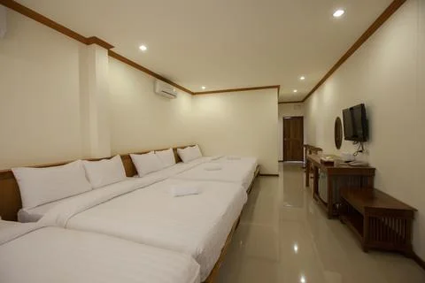 Interior standard room with bed Stock Photos